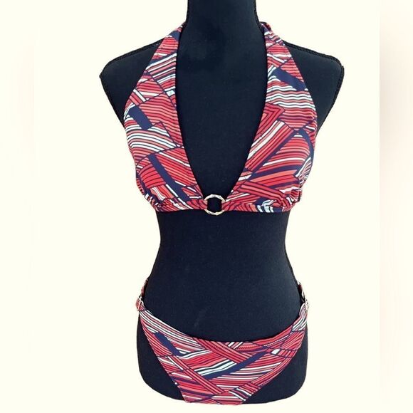 Banana Republic 2 piece striped bikini, top is M, bottom is L - Picture 1 of 5